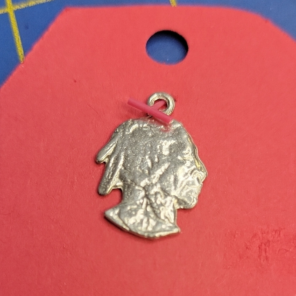 Silver Tone Indian Head Pendant Charm